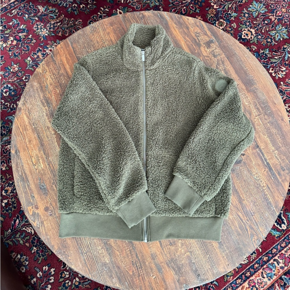 Calvin Klein Fleece Bomber Style Jacket - Olive Green